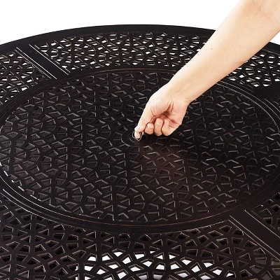 5pc Outdoor Fire Table Set With Geometric 44" Round Fire Table, 4 Deep Seating Swivel Rocking Chairs & Table Fabric Covers - Oakland Living 6 5pc Outdoor Fire Table Set With Geometric 44" Round Fire Table, 4 Deep Seating Swivel Rocking Chairs & Table Fabric Covers - Oakland Living - Image 6