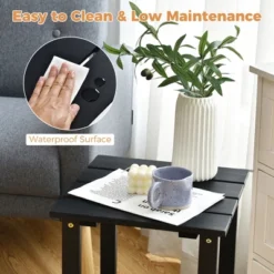 Costway Patio 15" End Side Coffee Table Square Wooden Slat Garden Deck WhiteBlackGray -Sunnydaze Decor Store GUEST 9360603f dd30 4604 9a98 848957ef16f8