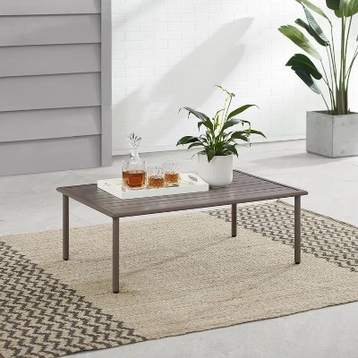 Cali Bay Outdoor Metal Coffee Table - Light Brown - Crosley 1 Cali Bay Outdoor Metal Coffee Table - Light Brown - Crosley