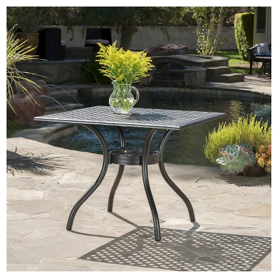 Cayman Square Cast Aluminum Table - Black Sand - Christopher Knight Home 1 Cayman Square Cast Aluminum Table - Black Sand - Christopher Knight Home