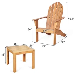 Costway 3PCS Patio Adirondack Chair Table Set Garden Deck Furniture