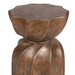 LuxenHome Weathered Copper Cement Indoor Outdoor Hourglass Side Table 9 LuxenHome Weathered Copper Cement Indoor Outdoor Hourglass Side Table -Sunnydaze Decor Store GUEST 958fd1ca 1dda 498b b512 3a42ec1eaf53