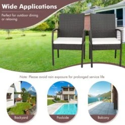 Costway 5PCS Patio Dining Set Cushion Armchairs Acacia Wood Table With Umbrella Hole -Sunnydaze Decor Store GUEST 9623bdc4 1f79 41e5 99ac 7490bb124857