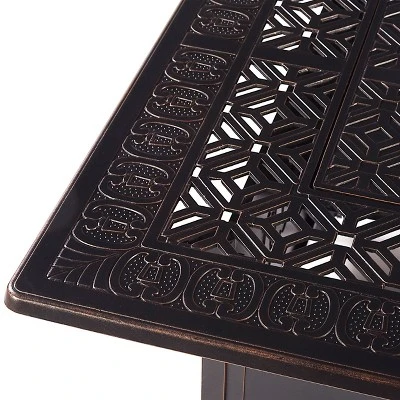 5pc Outdoor Dining Set With 42" Aluminum Square Medallion Design Fire Table & Deep Seating Swivel Rocking Chairs - Oakland Living 8 5pc Outdoor Dining Set With 42" Aluminum Square Medallion Design Fire Table & Deep Seating Swivel Rocking Chairs - Oakland Living - Image 8