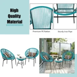 Costway 3PCS Patio Acapulco Furniture Bistro Set Plastic Rope Glass Table -Sunnydaze Decor Store GUEST 96924909 2563 4143 971a f11fd2f97695