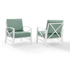 2pk Kaplan Outdoor Steel Arm Chairs Mist/White - Crosley -Sunnydaze Decor Store GUEST 96efbd4e b278 4eeb a6c7 72e771650f76