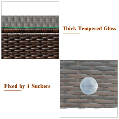 Costway 3PCS Patio Rattan Outdoor Furniture Set W/ Cushioned Sofa Coffee Table 8 Costway 3PCS Patio Rattan Outdoor Furniture Set W/ Cushioned Sofa Coffee Table - Image 8