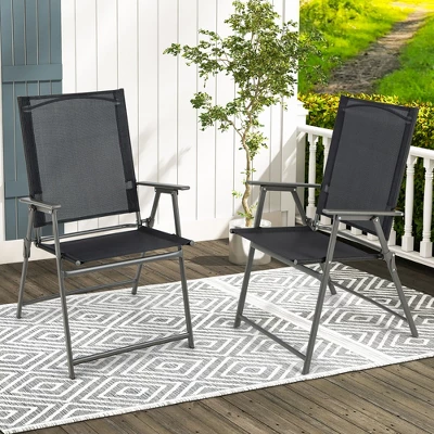 Costway 2pcs Patio Folding Portable Dining Chairs Metal Frame Armrests Garden Outdoor 1 Costway 2pcs Patio Folding Portable Dining Chairs Metal Frame Armrests Garden Outdoor