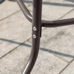 5pc Outdoor Steel Dining Set With Folding Chairs & Square Glass Table Top Beige - Crestlive Products -Sunnydaze Decor Store GUEST 975dcb9f 36bb 43f8 baf3 35d645d5d45c