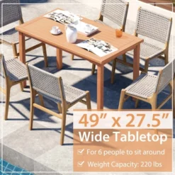 Costway Patio Rectangle Dining Table Teak Wood Spacious Slatted Tabletop Outdoor Up To 6 -Sunnydaze Decor Store GUEST 977520ae 01f6 4a9c 951b 9ee4d13b061a