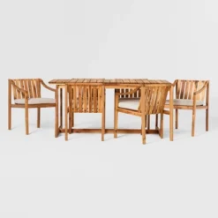 7pc Modern Slatted Wood Outdoor Dining Set - Saracina Home 13 7pc Modern Slatted Wood Outdoor Dining Set - Saracina Home -Sunnydaze Decor Store GUEST 97b97aff 19ee 4550 9126 93ae4bc68f53