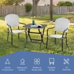 Costway Patio Folding Square Dining Table Aluminum Frame Tempered Glass Top -Sunnydaze Decor Store GUEST 994dc663 36e9 44af b638 54319e34274e