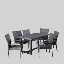 Melville 7pc Wicker Dining Set - Gray - Christopher Knight Home