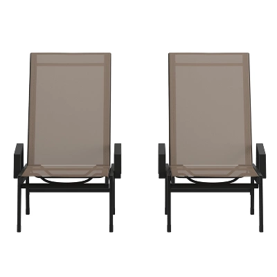 Emma And Oliver Set Of 2 Textilene Adjustable 5 Position Patio Chaise Lounge With Armrests And Metal Frame 12 Emma And Oliver Set Of 2 Textilene Adjustable 5 Position Patio Chaise Lounge With Armrests And Metal Frame - Image 12