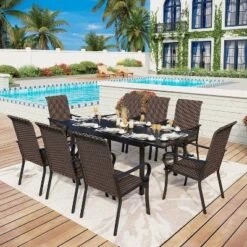 Rattan/Steel Patio Dining Arm Chairs - Captiva Designs -Sunnydaze Decor Store GUEST 9ba0c538 14ca 4480 9eb2 0ddffecb5103