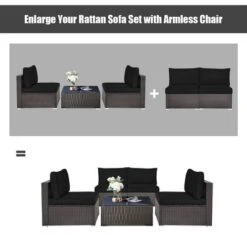 Tangkula 2PCS Patio Sectional Armless Sofas Outdoor Rattan Furniture Set W/ Cushions Black -Sunnydaze Decor Store GUEST 9ba858ae 682d 4cea 8741 366e11ccf82e