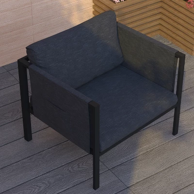 Merrick Lane Outdoor Patio Chair With Removable Fabric Cushions And Steel Frame 4 Merrick Lane Outdoor Patio Chair With Removable Fabric Cushions And Steel Frame - Image 4