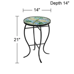 Teal Island Designs Black Round Outdoor Accent Side Tables 14" Wide Set Of 2 Green Dragonfly Tabletop For Front Porch Patio Home House -Sunnydaze Decor Store GUEST 9d277187 06d4 4c53 8e75 fd5b10543303