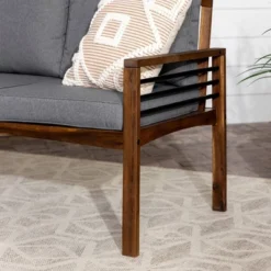 Saybrook Modern Metal And Wood Patio Loveseat - Gray/Dark Brown - Saracina Home -Sunnydaze Decor Store GUEST 9d3c59a7 d784 409b 8d9b 2ff43d11dbb3