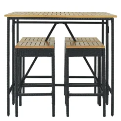 5-Piece Outdoor Patio Wicker Bar Set With Foldable Acacia Wood Top With 4 Stools And 1 Table,Brown - ModernLuxe -Sunnydaze Decor Store GUEST 9dfa8bc2 46d0 4e9b ad41 fd778f8bfcf3