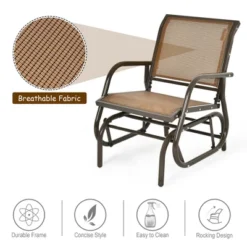 Costway 2PCS Patio Swing Glider Chair Single Rocking Chair Yard Outdoor Brown -Sunnydaze Decor Store GUEST a005140f d335 42a0 82e7 705b8d082d2e