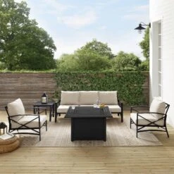 Kaplan 5pc Outdoor Sofa Set With Fire Table - Oatmeal - Crosley -Sunnydaze Decor Store GUEST a037f9ee 6326 47da a46e da73ce9f525f
