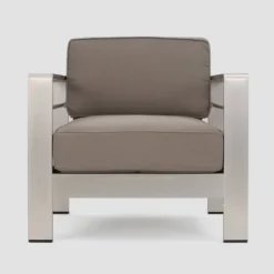 Cape Coral 4pc Metal Conversation And Gas Fire Table Set - Khaki/Brown/Black - Christopher Knight Home -Sunnydaze Decor Store GUEST a07bccfe 3e21 4e96 acdf 46037eff10af