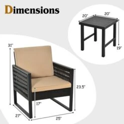 Costway 3PCS Patio Rattan Bistro Furniture Set Cushioned Sofa Chair Coffee Table Garden -Sunnydaze Decor Store GUEST a08173ec 15e5 4b21 bbee c08db33e4248