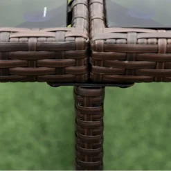 9pc Wicker Outdoor Dining Set With Cushion - Dark Brown/Beige - GODEER -Sunnydaze Decor Store GUEST a0aa324c 0a0d 42a2 9e22 575ad24fa2fd 1