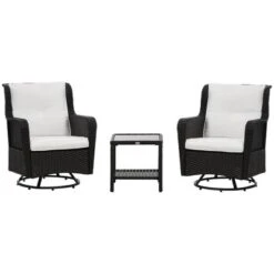 Outsunny 3-Piece Patio Bistro Set, PE Rattan Wicker Outdoor Furniture, Soft Cushions, 2 360 Swivel Rocking Chairs, 2-Tier Coffee Table -Sunnydaze Decor Store GUEST a0b59c8d 0b0e 4abe bed2 d771fcd3fb47