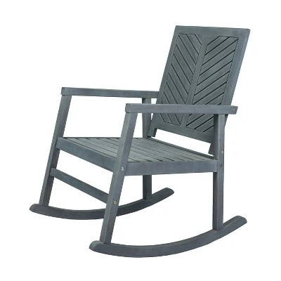 Ned Modern Chevron-Back Acacia Wood Patio Outdoor Rocking Chair - JONATHAN Y 8 Ned Modern Chevron-Back Acacia Wood Patio Outdoor Rocking Chair - JONATHAN Y - Image 8