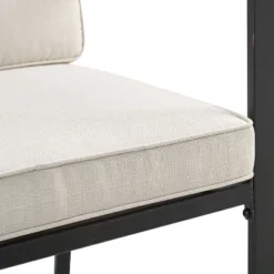 5pc Kaplan Outdoor Steel Round Dining Set Oatmeal/Bronze - Crosley -Sunnydaze Decor Store GUEST a27080ba 94ad 48d8 ba50 383ce6f9453c