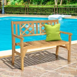 Costway Patio Outdoor Solid Wood Bench Folding Loveseat Chair Park Garden Deck Furniture 12 Costway Patio Outdoor Solid Wood Bench Folding Loveseat Chair Park Garden Deck Furniture -Sunnydaze Decor Store GUEST a28bbe4e 182b 4f87 a1e1 12dbbf788baa