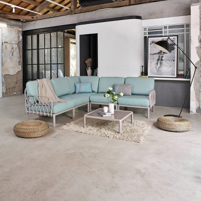 Laurel Outdoor Corner Seat With Cushion - Gray/Seafoam - Lagoon 2 Laurel Outdoor Corner Seat With Cushion - Gray/Seafoam - Lagoon - Image 2