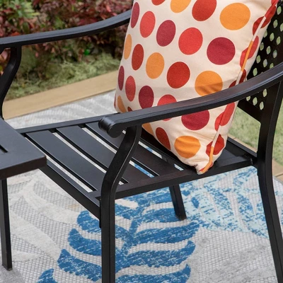 5pc Outdoor Dining Set With Metal Slat Round Table With Umbrella Hole - Captiva Designs 7 5pc Outdoor Dining Set With Metal Slat Round Table With Umbrella Hole - Captiva Designs - Image 7