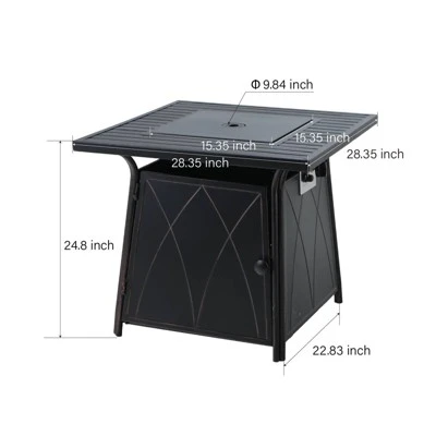 5pc Patio Dining Set With Square Steel Fire Pit With Faux Wood Tabletop & Rattan 360 Swivel Chairs - Captiva Designs 14 5pc Patio Dining Set With Square Steel Fire Pit With Faux Wood Tabletop & Rattan 360 Swivel Chairs - Captiva Designs - Image 14