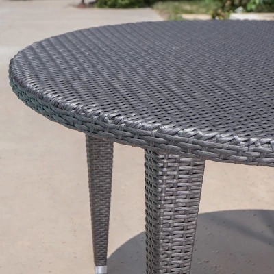 Dominica Round Wicker Dining Table Gray - Christopher Knight Home 2 Dominica Round Wicker Dining Table Gray - Christopher Knight Home - Image 2