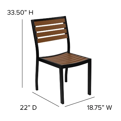 Merrick Lane 5 Piece Patio Table And Chairs Set Faux Teak Wood And Metal Indoor/Outdoor Table And Chairs With All-Weather Purpose 7 Merrick Lane 5 Piece Patio Table And Chairs Set Faux Teak Wood And Metal Indoor/Outdoor Table And Chairs With All-Weather Purpose - Image 7