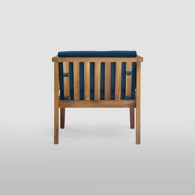2pk Newbury Acacia Patio Club Chairs - Teak/Dark Teal - Christopher Knight Home 2 2pk Newbury Acacia Patio Club Chairs - Teak/Dark Teal - Christopher Knight Home - Image 2