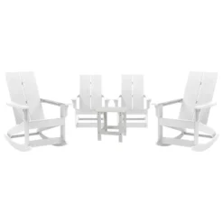 Merrick Lane Wellington 3 Piece Patio Furniture Set Includes All-Weather UV Treated Adirondack Rocking Chairs And Side Table -Sunnydaze Decor Store GUEST a5979838 3a83 4565 9c51 e989887405f9