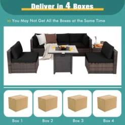 Costway 7PCS Patio Rattan Furniture Set 30'' Fire Pit Table Cover Cushion Sofa Off WhiteBlackNavyRedTurquoise 20 Costway 7PCS Patio Rattan Furniture Set 30'' Fire Pit Table Cover Cushion Sofa Off WhiteBlackNavyRedTurquoise -Sunnydaze Decor Store GUEST a5a7a9a4 e779 43c6 a14f 5443f9bc5333