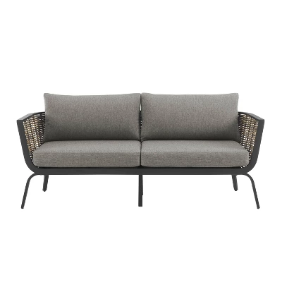 Ashby Loveseat - Gray/Black/Natural - Linon 2 Ashby Loveseat - Gray/Black/Natural - Linon - Image 2