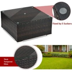 5PCS Patio Rattan Furniture Set Sectional Conversation Sofa W/ Coffee Table Red Navy -Sunnydaze Decor Store GUEST a62f9ce5 729d 4a09 b76d 2ffb4cc1ecec