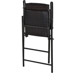 5-Piece Patio Rattan Dining Table Set , Counter Height PE Wicker Dining Table Set With Umbrella Hole And 4 Foldable Chairs, Brown-ModernLuxe -Sunnydaze Decor Store GUEST a651c4c0 f29b 4951 a933 8bb55333bd73