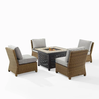 Bradenton 5pc Outdoor Wicker Armless Chair & Fire Table Set - Crosley 18 Bradenton 5pc Outdoor Wicker Armless Chair & Fire Table Set - Crosley - Image 18
