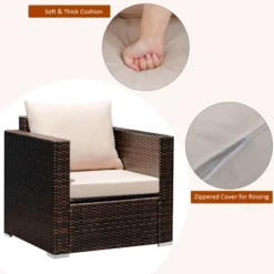 Costway 3PCS Patio Rattan Outdoor Furniture Set W/ Cushioned Sofa Coffee Table 15 Costway 3PCS Patio Rattan Outdoor Furniture Set W/ Cushioned Sofa Coffee Table -Sunnydaze Decor Store GUEST a6d9c4c9 0bff 4b3d 8776 ab458019d2a6