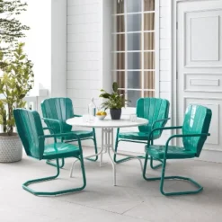 Ridgeland 5pc Outdoor Dining Set - Turquoise - Crosley -Sunnydaze Decor Store GUEST a7129464 e7c2 4ab4 8856 49e094e9c61f