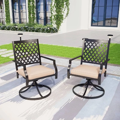 5pc Outdoor Conversation Set With Swivel Chairs & 28" Square Propane Fire Table - Captiva Designs 4 5pc Outdoor Conversation Set With Swivel Chairs & 28" Square Propane Fire Table - Captiva Designs - Image 4