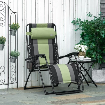 Outsunny XL Oversize Zero Gravity Recliner, Padded Patio Lounger Chair, Folding Chair With Adjustable Backrest, Cup Holder And Headrest For Backyard, Poolside, Lawn 2 Outsunny XL Oversize Zero Gravity Recliner, Padded Patio Lounger Chair, Folding Chair With Adjustable Backrest, Cup Holder And Headrest For Backyard, Poolside, Lawn - Image 2