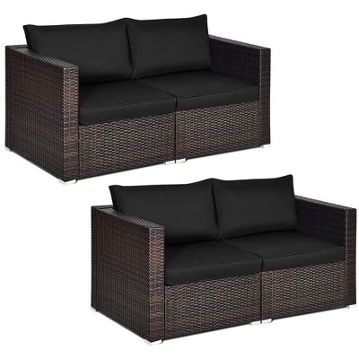 Costway 4PCS Patio Rattan Corner Sofa Sectional Furniture SetBlueBeigeNavy Cushion 11 Costway 4PCS Patio Rattan Corner Sofa Sectional Furniture SetBlueBeigeNavy Cushion - Image 11